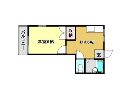 ピープルハウス I(1DK/3階)の間取り写真