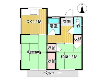 吉見中村アパート(2DK/2階)の間取り写真