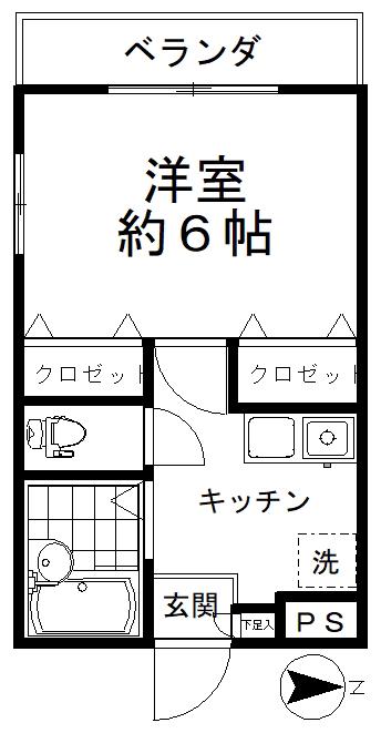ライトハウス(1K/2階)の間取り写真