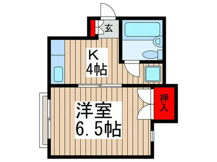 クライネスドルフ中浦和(1K/2階)の間取り写真