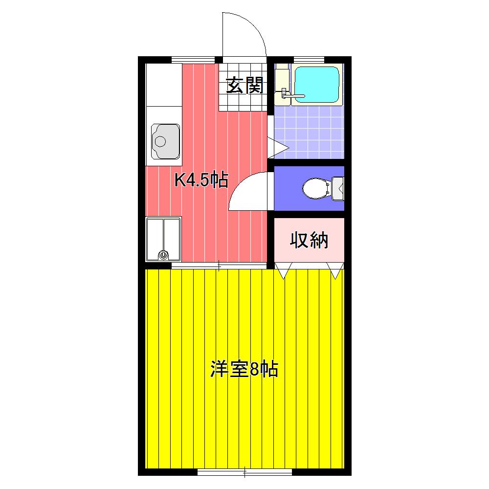 サンライフ北仙台(1K/1階)の間取り写真