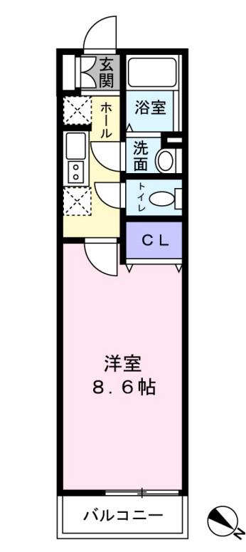 クードゥシアンプルミエ(1K/2階)の間取り写真