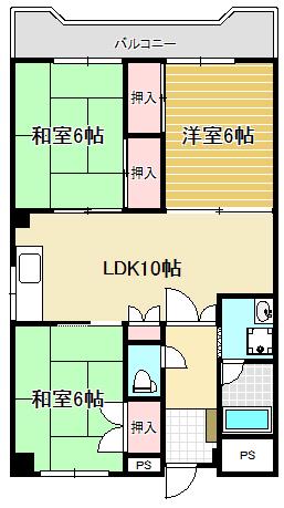 志波マンション(3LDK/2階)の間取り写真