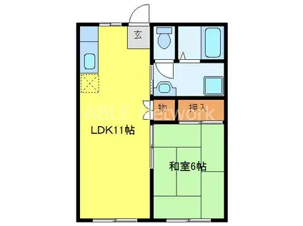 松隈コーポA(1LDK/2階)の間取り写真