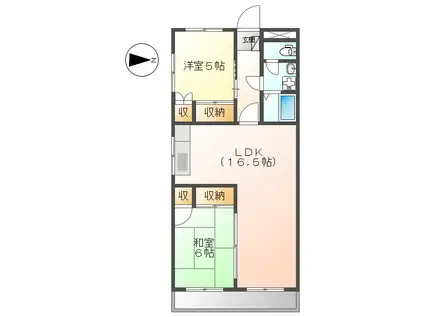 ヒルトンハイツ(2LDK/3階)の間取り写真