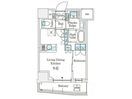 パークアクシス横浜阪東橋(1LDK/2階)の間取り写真