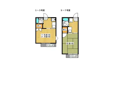 ドミール楡(1K/1階)の間取り写真