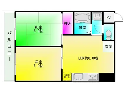 プレアール恩智駅前(2LDK/4階)の間取り写真
