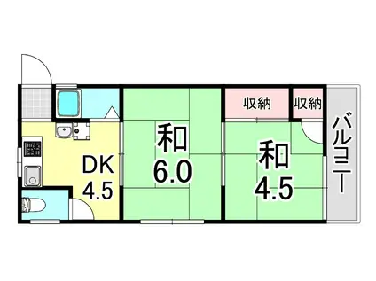 貴和ハウス(2DK/5階)の間取り写真