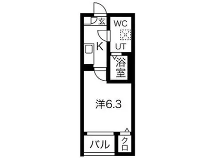 MAKES R 矢田I(1K/2階)の間取り写真