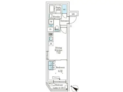 参宮橋ビューアパートメント(1DK/2階)の間取り写真