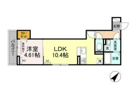 D-ROOM新宿4丁目(1LDK/3階)の間取り写真