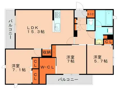 SHAMAISONパークサイド志免(3LDK/3階)の間取り写真