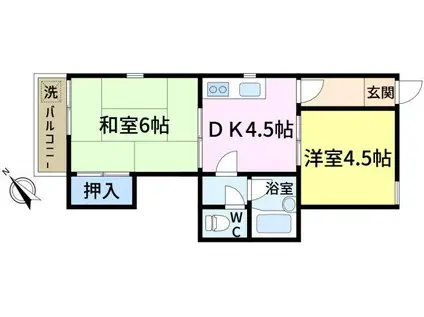 玉木マンション(2DK/5階)の間取り写真