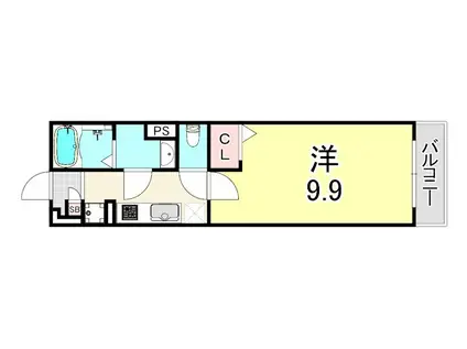 ウィンドヒル塚本(1K/2階)の間取り写真