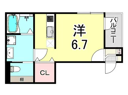 ハーモニーテラス姫島V(ワンルーム/1階)の間取り写真