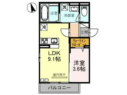 アッシュルーム36(1LDK/2階)の間取り写真
