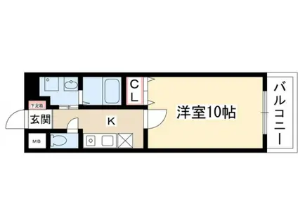 カーサ上社西(1K/4階)の間取り写真
