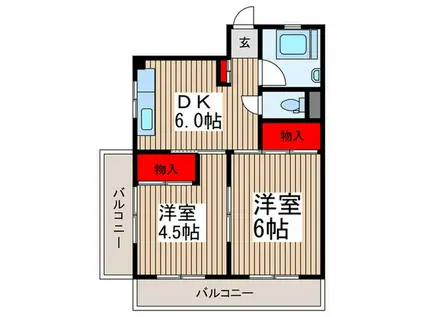 南浦和コーポ(2DK/3階)の間取り写真