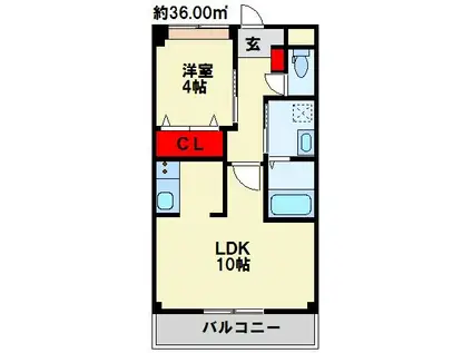 GO-ON(1LDK/1階)の間取り写真