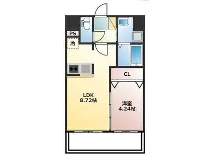 カルム空港南(1LDK/4階)の間取り写真