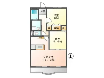 ハートフルマンションステラ(2LDK/2階)の間取り写真