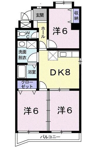 ソシエ221(3DK/4階)の間取り写真