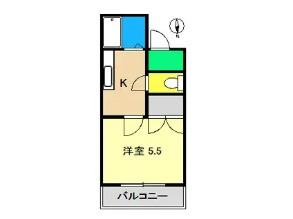 コーポあゆみII(1K/3階)の間取り写真