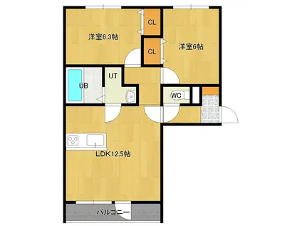 SUNDAYSILENCE(2LDK/3階)の間取り写真