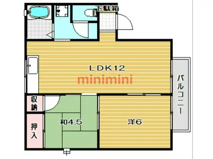 メゾン大樋(2LDK/2階)の間取り写真