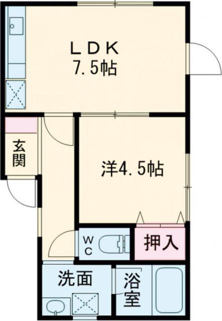 クラシア山の手(1DK/1階)の間取り写真