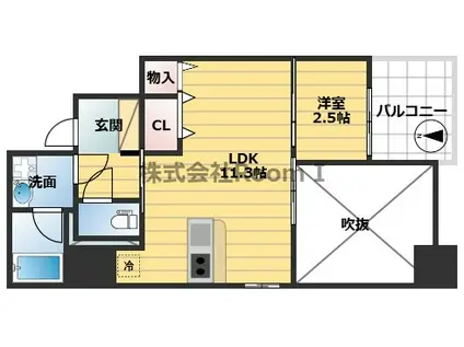 エスリードレジデンス大阪谷町ザ・マークス(1LDK/4階)の間取り写真
