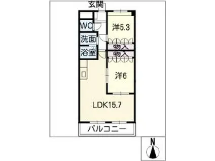 名鉄広見線 明智駅(名鉄) 徒歩3分 2階建 築22年(2LDK/1階)の間取り写真