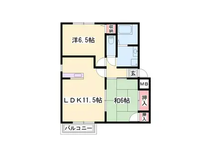 パセオ広畑I(2LDK/2階)の間取り写真