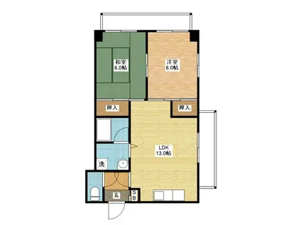 ソレイユ冨士見(2LDK/2階)の間取り写真