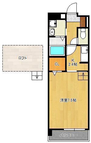 CROSS WAVE 嵐山(1K/3階)の間取り写真