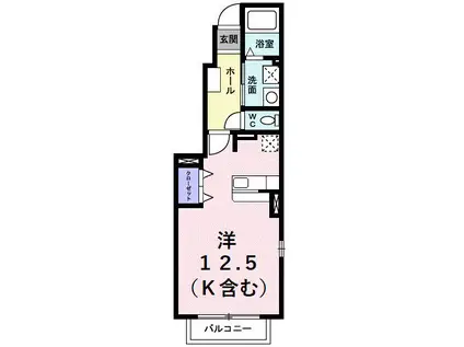 ジャルダン ヴェール(ワンルーム/1階)の間取り写真