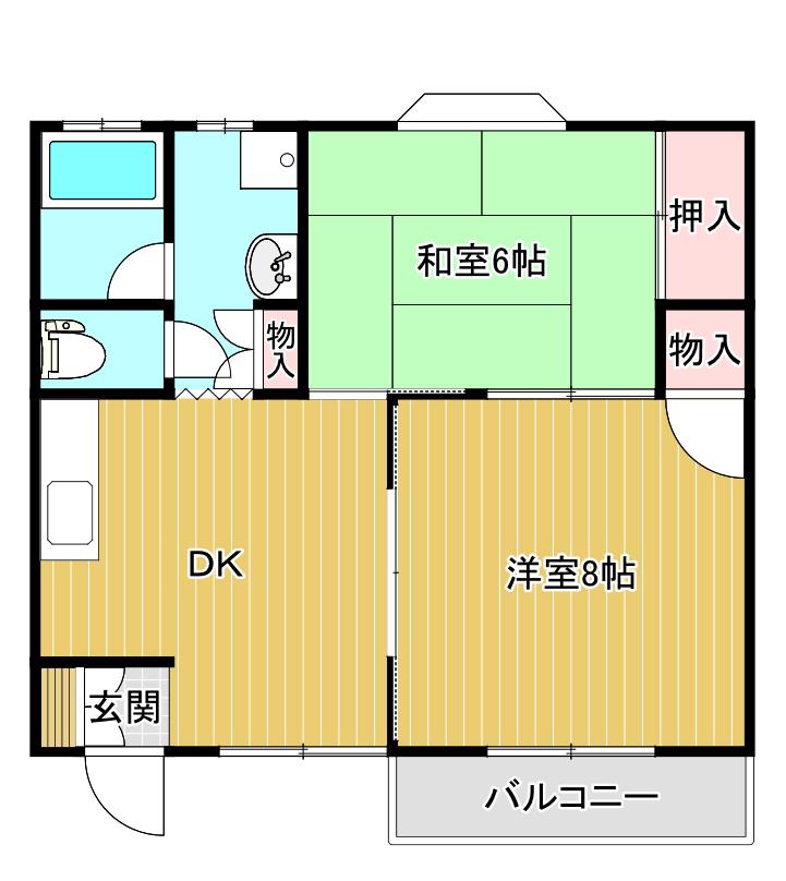グランデハイツ(2DK/1階)の間取り写真