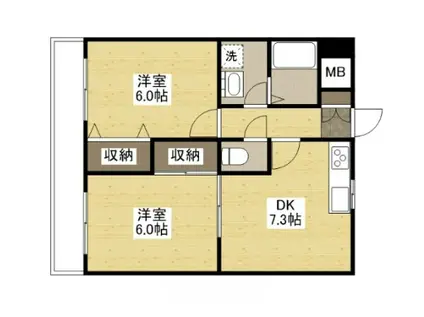 グランダーム新市(2DK/1階)の間取り写真