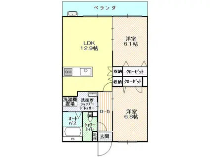 ワンワンハイツ愛犬館(2LDK/2階)の間取り写真