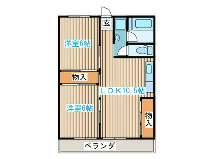 コーポ丸米(2LDK/4階)の間取り写真