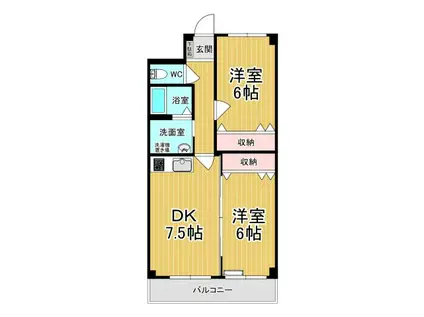 ハイツパルソー(2DK/3階)の間取り写真