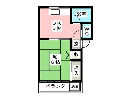 横溝ハイツ(1DK/1階)の間取り写真
