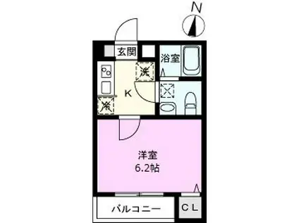 プランギ南越谷(1K/1階)の間取り写真