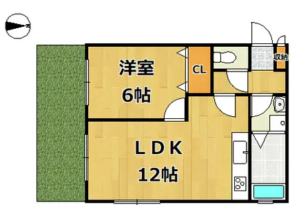 ビューテラス春日丘(1LDK/1階)の間取り写真