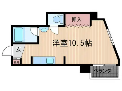 鷹ノ橋マンション(ワンルーム/10階)の間取り写真