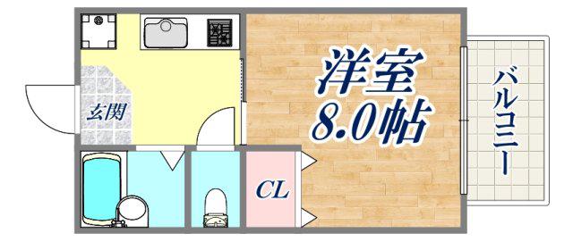 ローゼンハイツ(1K/2階)の間取り写真
