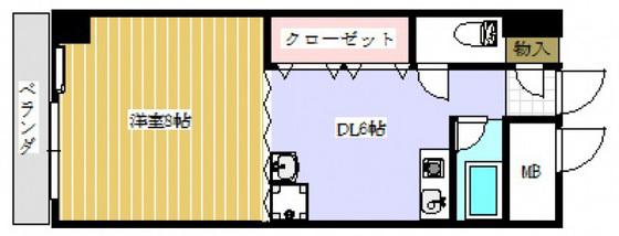 ラポール小町(1DK/2階)の間取り写真
