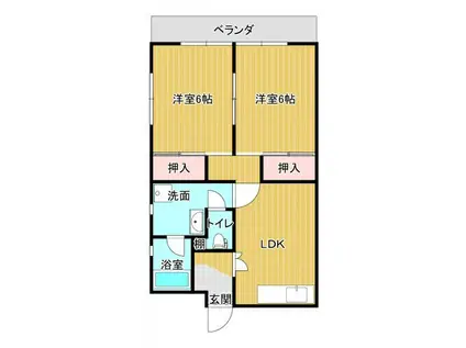 プルミエ東和(2LDK/1階)の間取り写真