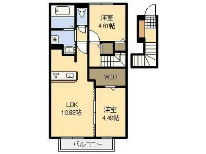 プランドール.I V B棟(2LDK/2階)の間取り写真